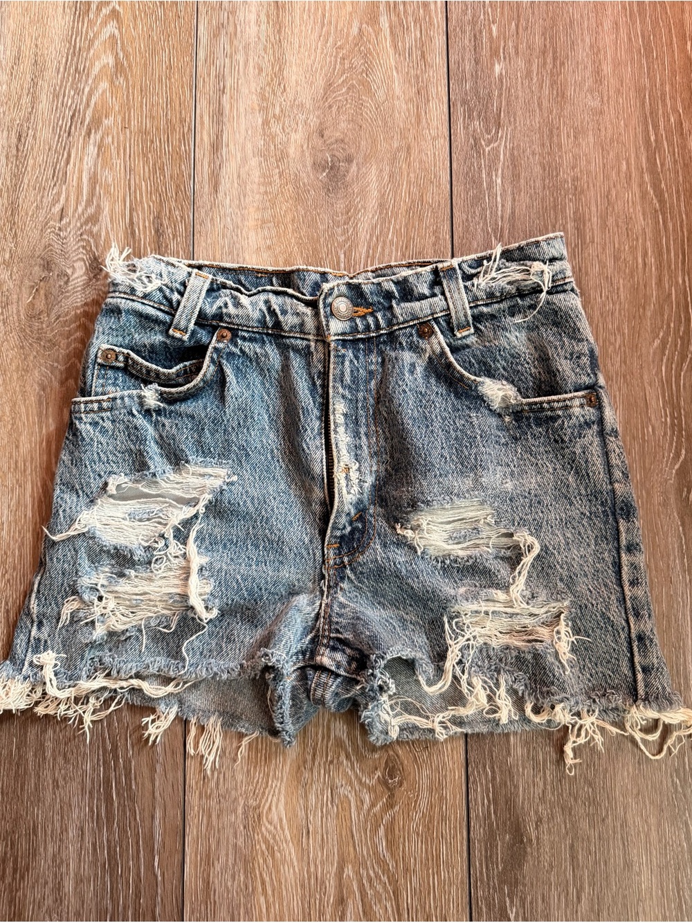 Vintage Distressed Levi’s High-Rise Denim Shorts